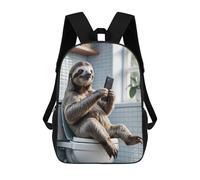 sinyumoney Sloth on Toilet Humor Backpacks Kids School Backpack School Bag 3D Printed Fashion School Bags for Boys Elementary And Middle School Students 17inch