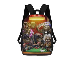 sinyumoney Sloth Playing Poker Game Children’s Backpack Girls Boys, Rucksack Bag, Daypack, Primary School, Perfect for Back to Kids School Or PE, Gifts And Travel 17inch