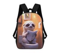sinyumoney Sloth Reading on Toilet Funny School Bag 3D Printed Children's School Backpack Casual Fashion Travel Backpacks for Kids School Students 17inch