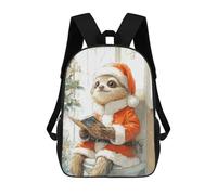 sinyumoney Sloth Santa Reading Backpack School Bag Water Resistant Computer Rucksack for Teenage Girls Boys Women Men 17inch