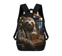 sinyumoney Sloth Sipping Beer Art School Backpack Lightweight Casual Daypack School Backpacks for Boys/Girls/Teenagers 17inch