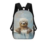 sinyumoney Sloth Taking A Bath 17 Inch Kids Backpack Fashion Fun Backpack Book Bag for Boys And Teenager 3D Printed for Boys