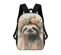 sinyumoney Sloth with Floral Crown Backpack School Business Durable Laptop Bag for Camping Outdoor Adventures And Daily Travel 17inch