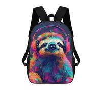 sinyumoney Sloth With Headphones Backpack School Business Durable Laptop Bag for Camping Outdoor Adventures And Daily Travel 17inch