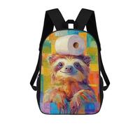sinyumoney Sloth with Toilet Paper 3D Printed Children's School Backpack for Kids High Capacity Travel Rucksacks Book Bags Kids School Bag Back Pack 17inch