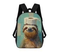 sinyumoney Sloth with Toilet Paper Hat-2 Backpack School Daypacks Business Backpack Water Resistant Bookbag for Boys/Girls/Teenagers 17inch