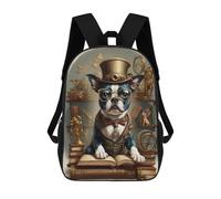 sinyumoney Smart Boston Terrier Rucksacks 3D Printed Children Backpacks Fashion Casual Daypack Cute Travel Bags Outdoor Casual Daypack for Boy And Girl 17inch