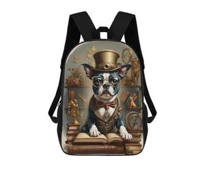 sinyumoney Smart Boston Terrier School Bags Lightweight Casual Daypack School Backpacks for School/Work/Travel 17inch