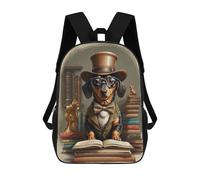 sinyumoney Smart Dachshund Dog School Kids Backpack, Kids School Bag 3D Printed School Backpacks for Boys And Teenager School Students 17inch