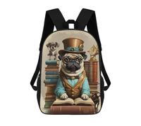 sinyumoney Smart Pug Dog School Backpack School Lightweight Schoolbag Dayback Bookbag College for Men, Women & Teenage Boys 17inch