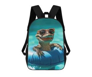 sinyumoney Smiling Alligator in Pool Rucksack Computer Rucksack for School/Work/Travel for Teenage Girls Boys Women Men 17inch