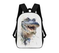 sinyumoney Smiling Alligator Watercolor School Backpack Daypacks Business Backpack Water Resistant Bookbag for Men/Women 17inch
