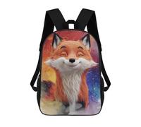 sinyumoney Smiling Cartoon Fox Mix 3D & Watercolor Backpack School Secondary Causal Travel High School Bags for Campus Outdoor Travel Sports 17inch