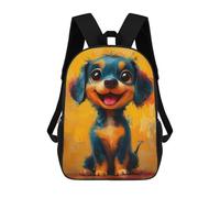 sinyumoney Smiling Dachshund Painting Children's School Backpack Fashion Casual 17inch 3D Printed School Bags Boy School Backpack Large Backpack