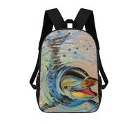 sinyumoney Smiling Dolphin Backpack with Pocket 3D Printed Backpacks, Travel Rucksacks Book Bags Kids School Bag 17inch