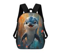sinyumoney Smiling Dolphin Painting Backpack School Rucksack Casual Daypacks School Work Travel Bag for Girl, Teen Girls 17inch