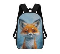 sinyumoney Smiling Fox Painting Backpacks Kids School Backpack School Bag 3D Printed School Bag for Boys Elementary And Middle School Students 17inch