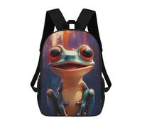 sinyumoney Smiling Frog Painting School Backpack for Girls 17inch Casual Daypack Lightweight Rucksack Boy Girl Backpack for Middle School Students