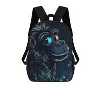 sinyumoney Smiling Gorilla with Blue Eye 3D Printed 17 Inch School Backpack Children's Backpacks 3D Printed Cool Knapsack for Boys Elementary And Middle