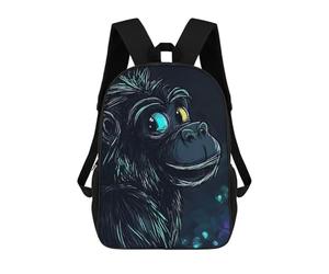sinyumoney Smiling Gorilla with Blue Eye 3D Printed 17 Inch School Backpack Children's Backpacks 3D Printed Cool Knapsack for Boys Elementary And Middle