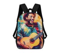 sinyumoney Smiling Guitarist Painting School Backpack 3D Printed Children's 17inch Backpacks Bag Bookbag for Kids Boy Girl Book Bags Kids School Bag Travel Rucksacks