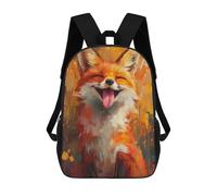 sinyumoney Smiling Happy Fox Painting 3D Printed Children's School Backpack for Kids High Capacity Travel Rucksacks Book Bags Kids School Bag Back Pack 17inch