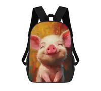 sinyumoney Smiling Happy Pig Children's School Backpack 3D Printed for Kids Travel Rucksacks Book Bags for Boys Elementary School Students 17inch