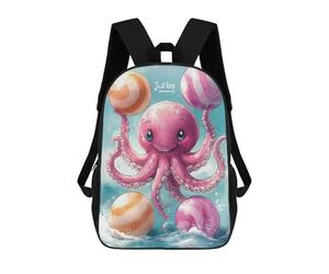 sinyumoney Smiling Octopus Just Keep Swimming Backpack School Water Resistant Travel Backpack Computer Bag for School/Work/Travel 17inch