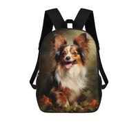 sinyumoney Smiling Papillon Dog School Bags Large Lightweight Casual Backpack- Perfect for Travel, Work And Daily Use 17inch