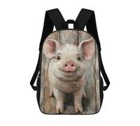 sinyumoney Smiling Pig Portrait Minimal Farm Animal Wall Art Kids Backpack,School Backpack Kids School Bag 3D Printed Cartoon Large Capacity Backpack for Kids Boys And Girls 17inch