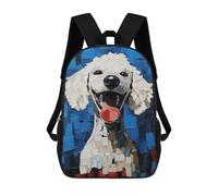 sinyumoney Smiling Poodle Painting Backpacks Kids School Backpack School Bag 3D Printed School Bag for Boys Elementary And Middle School Students 17inch