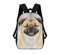 sinyumoney Smiling Pug in Winter Snowfall Rucksack High Secondary School Bags Casual Backpack for Girls Boys Teenage 17inch