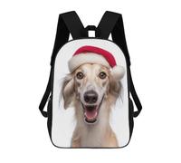sinyumoney Smiling Saluki Dog with Santa Hat School Backpack Large Water Resistant Laptop Backpack for Boys/Girls/Teenagers 17inch