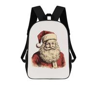 sinyumoney Smiling Santa Claus Illustration Kids School Backpack School Bag 3D Printed School Bag for Boys Elementary And Middle School Students 17inch