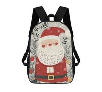 sinyumoney Smiling Santa Claus Illustration School Backpack Water Resistant Computer Rucksack- Perfect for Travel, Work And Daily Use 17inch