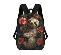 sinyumoney Smiling Sloth in Flowers Backpack Kids School Backpack School Bag 3D Printed Fashion School Bag for Boys Elementary And Middle School Student 17inch