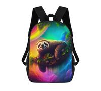 sinyumoney Smiling Sloth in Rainbow Sky 3D Printed Children's School Backpack for Kids High Capacity Travel Rucksacks Book Bags Kids School Bag Back Pack 17inch