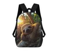 sinyumoney Smiling Sloth on Branch in Sunlight Kids Backpack 17 Inch School Bag 3D Printed Cartoon School Backpacks for Boys And Teenager School Students