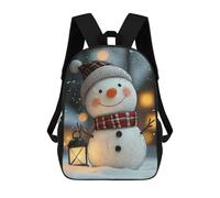 sinyumoney Smiling Snowman in Winter Children's Backpack, 3D Printed School Backpack, Backpack for Boys Girls, Adjustable School Bag for Primary School 17inch
