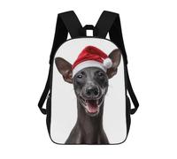 sinyumoney Smiling Xoloitzcuintli Dog with Santa Hat Backpack School Bag Secondary Causal Travel High School Bags - Perfect for Travel, Work And Daily Use 17inch