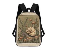 sinyumoney Snail And Mushrooms Cottagecore 3D Printed 17 Inch School Backpack Casual Children's Backpacks 3D Printed for Boys Elementary And Middle