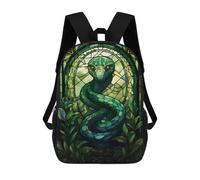 sinyumoney Snake Stained Glass 3D Printed School Backpack Casual Children's Backpacks 3D Printed School Bag for Boys Elementary And Middle 17inch