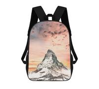 sinyumoney Snow-Capped Mountain at Sunset 3D Printed Children's School Backpack for Kids Travel Rucksacks Book Bags Kids School Bag 17inch