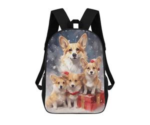 sinyumoney Snow Corgi Dog Family Xmas School Backpack Large Water Resistant Laptop Backpack for Girls Boys Teenage 17inch