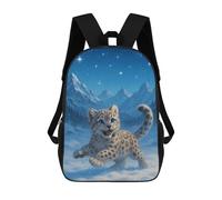 sinyumoney Snow Leopard Cub in Winter Landscape 3D Printed Kids Backpacks Boys Fashion School Bag Travel Backpacks School Bags for Boys Elementary School Students 17inch