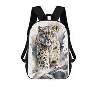 sinyumoney Snow Leopard in Watercolor Backpack School Bag Lightweight Airport College Students Back Pack for Men, Women & Teenage Boys 17inch