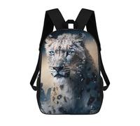 sinyumoney Snow Leopard Portrait Children's Backpack, 3D Printed School Backpack, Backpack for Boys Girls, Adjustable School Bag for Primary School 17inch