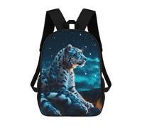 sinyumoney Snow Leopard Under Stars Backpack School Bag Lightweight Casual Daypack School Backpacks for Girl, Teen Girls 17inch