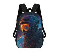 sinyumoney Snow Storm Skier School Bag Backpack Teen Schoolbag 3D Printing Adjustable Schoolbag Fashion Pocket Bag for Kids Boys Girls Students And Teenagers Fans 17inch