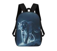 sinyumoney Snow Tiger in Night Kids School Backpack 17 Inch School Bag 3D Printed School Bag for Boys Elementary And Middle School Students